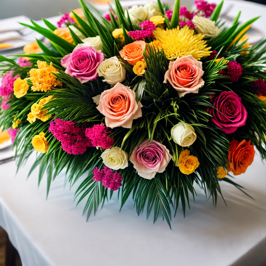arranjo tropical casamento frutas
