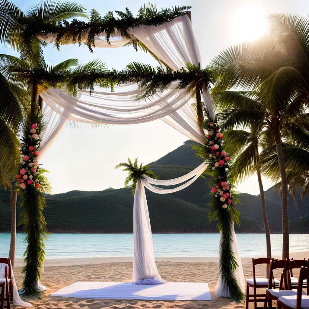 casamento praia por do sol areia bambu
