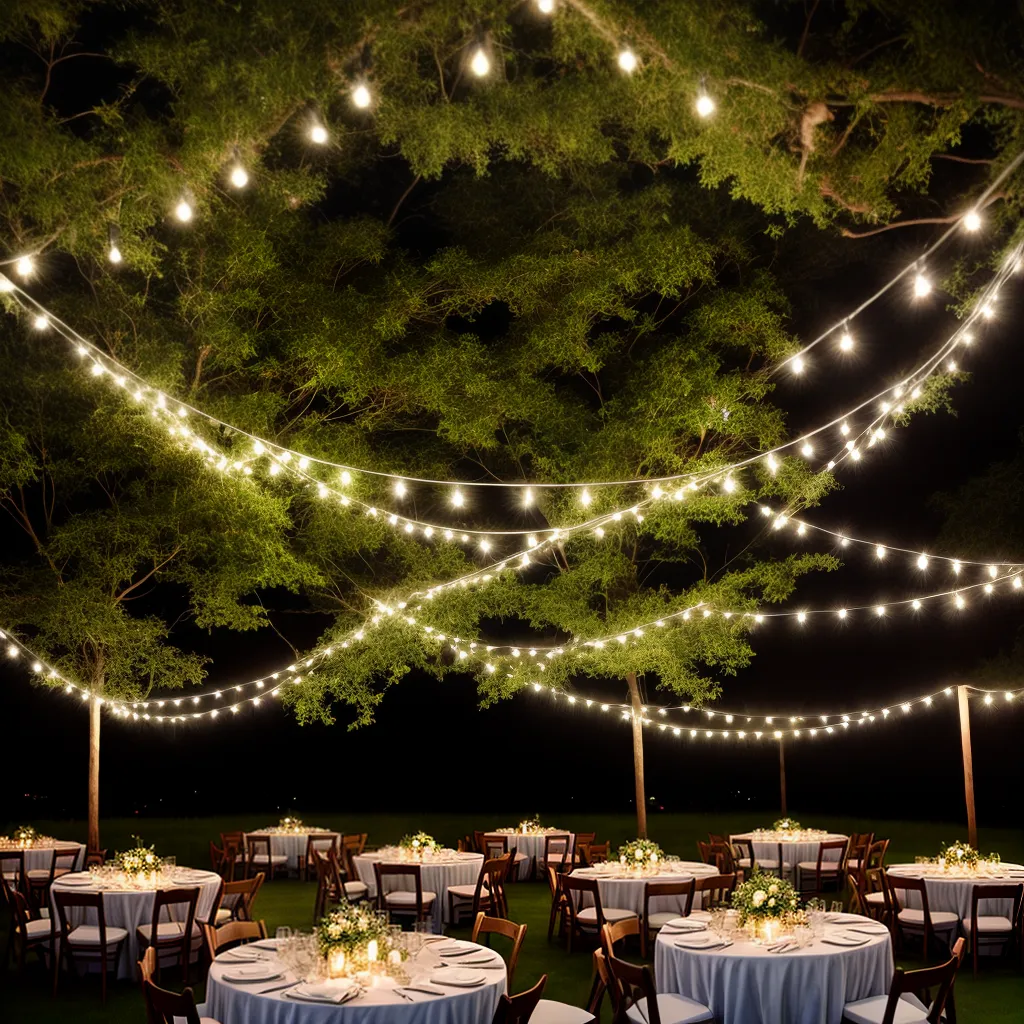 casamento ao ar livre luzes fadas mesa rustica