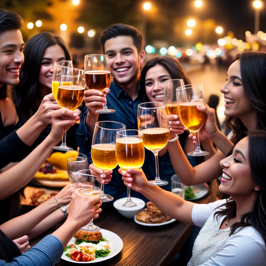 amigos brinde cidade noturna casamento