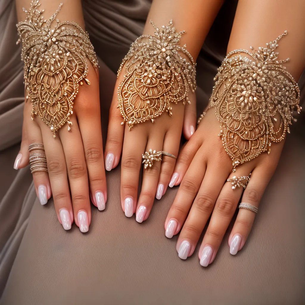 noiva maos buque henna unhas rosa