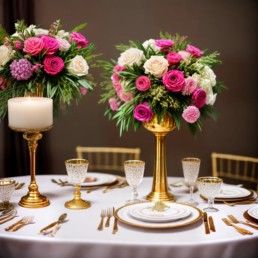 mesa engagement flores rosa cristal