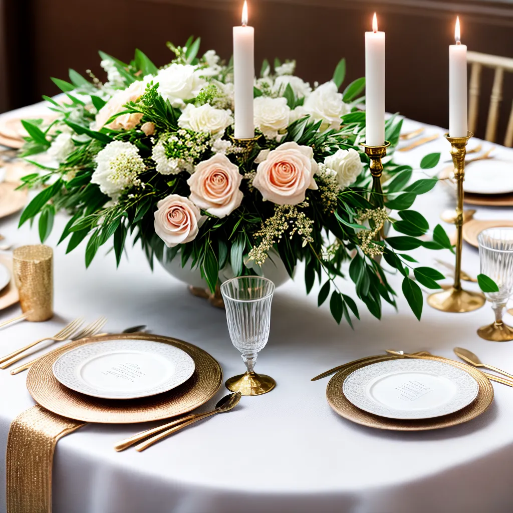 mesa engajamento elegante floral ouro