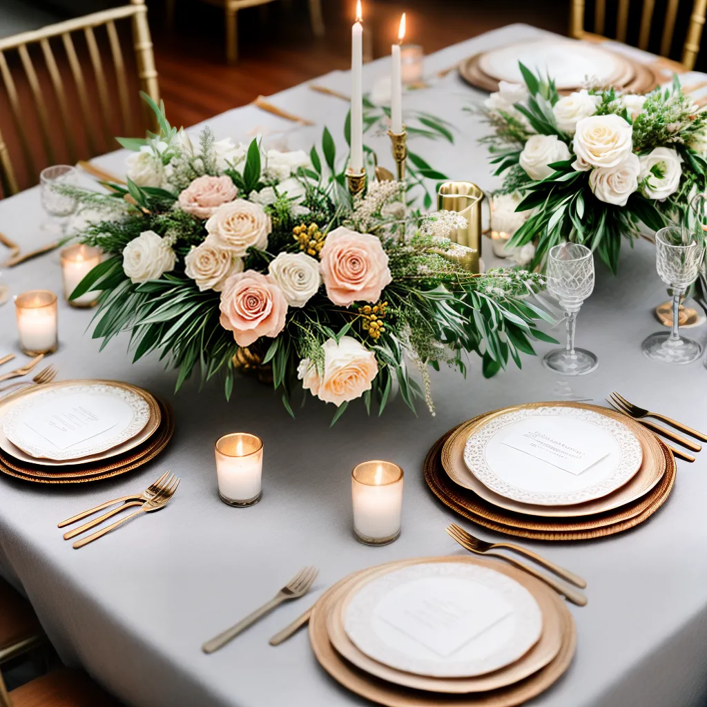 mesa engagement elegante floral ouro