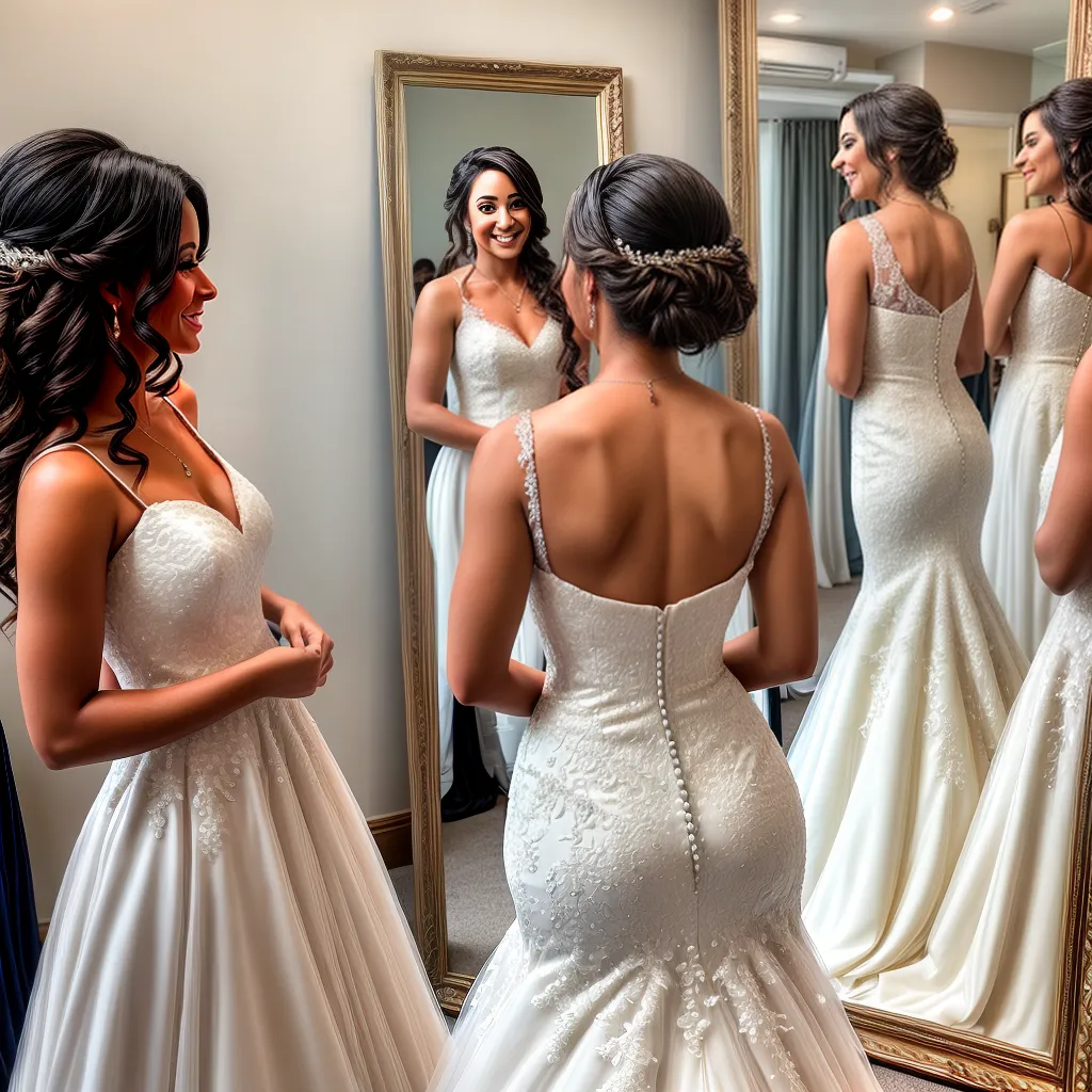 noiva provando vestidos amigos familia