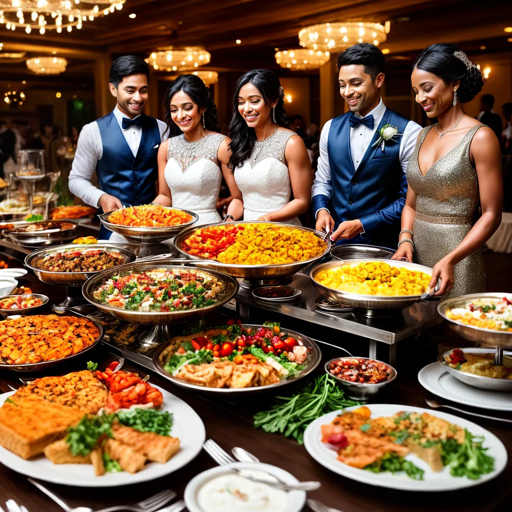 casal mesa buffet casamento felizes convidados