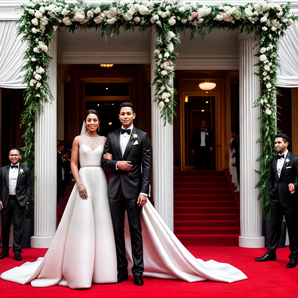 casal glamouroso tapete vermelho casamento
