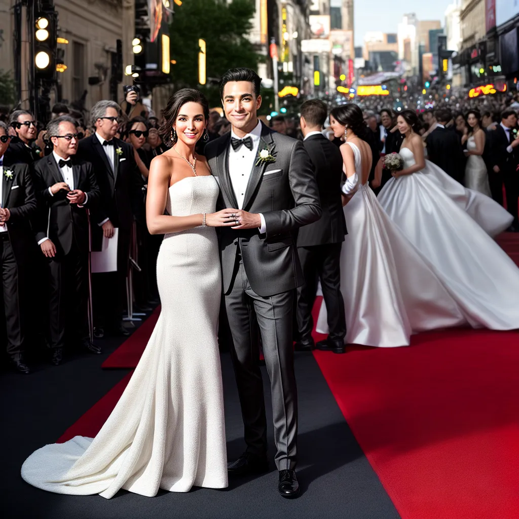 casal glamouroso tapete vermelho casamento hollywood