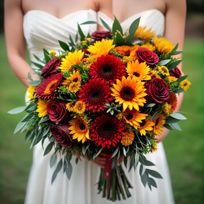 buque casamento outono flores quente