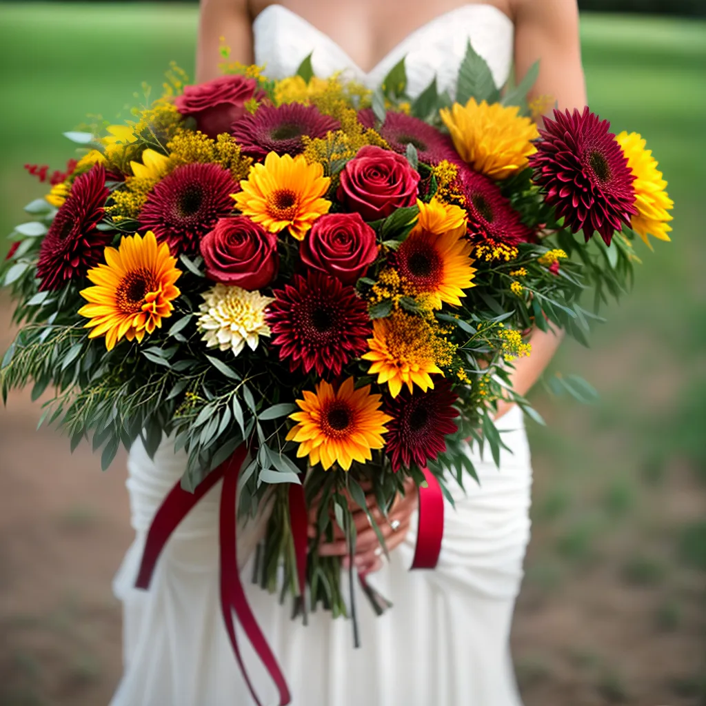 buque casamento outono flores laranja vermelho