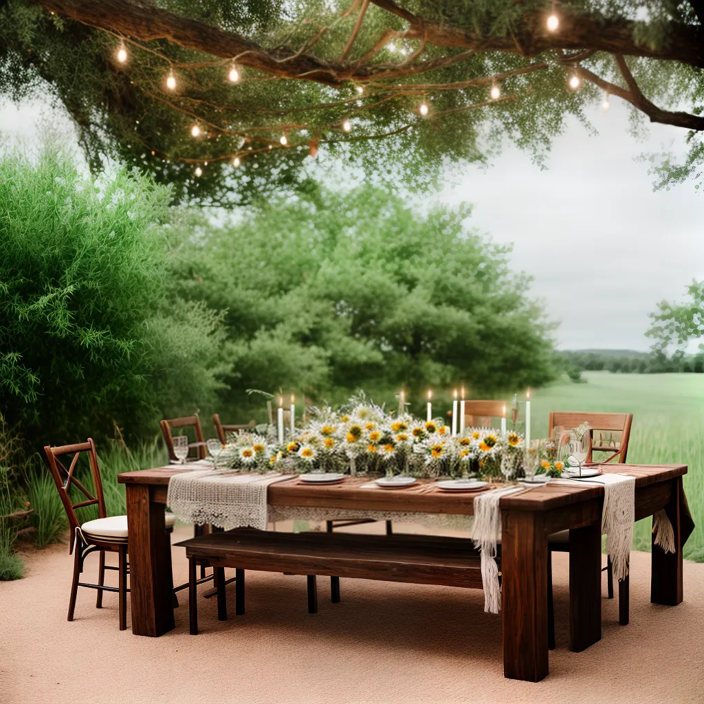 casamento boho mesa madeira flores campestre