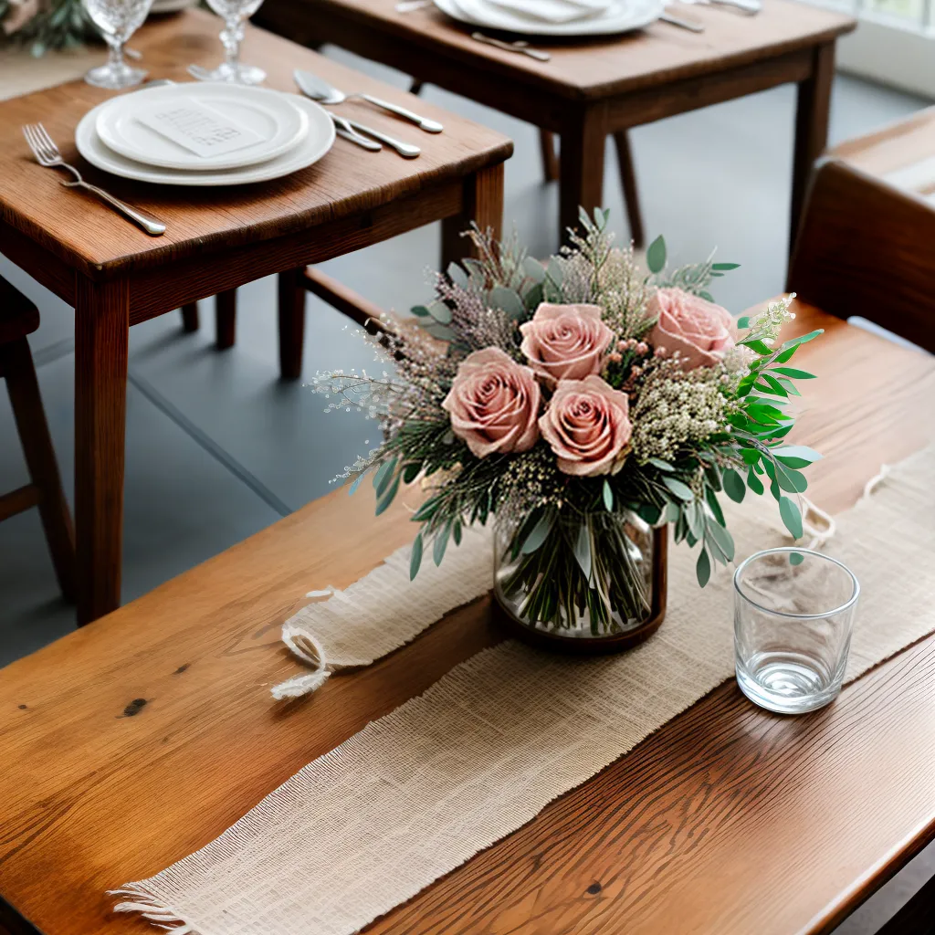 mesa rustica arranjo floral secas