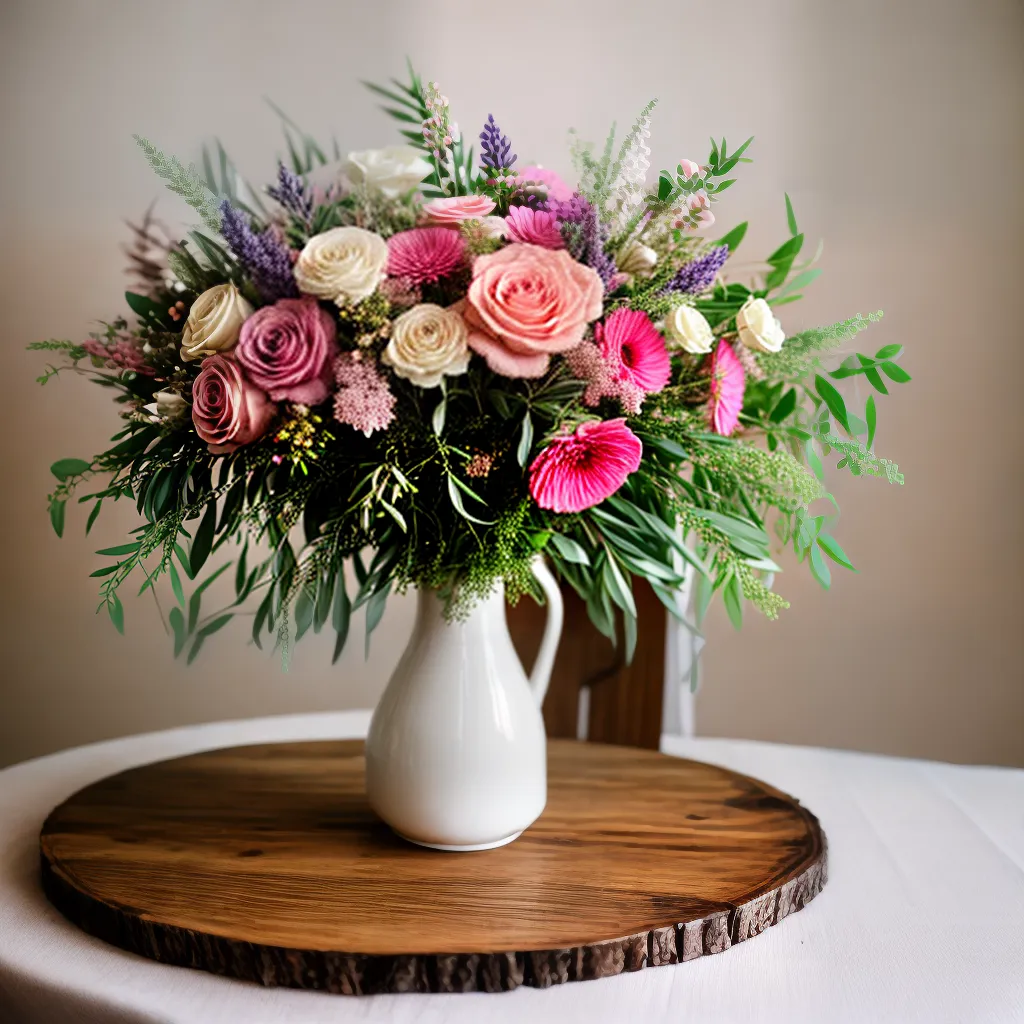 mesa rustica arranjo floral cores suaves