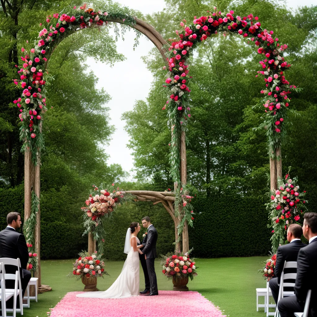 casamento jardim arco flores noivos