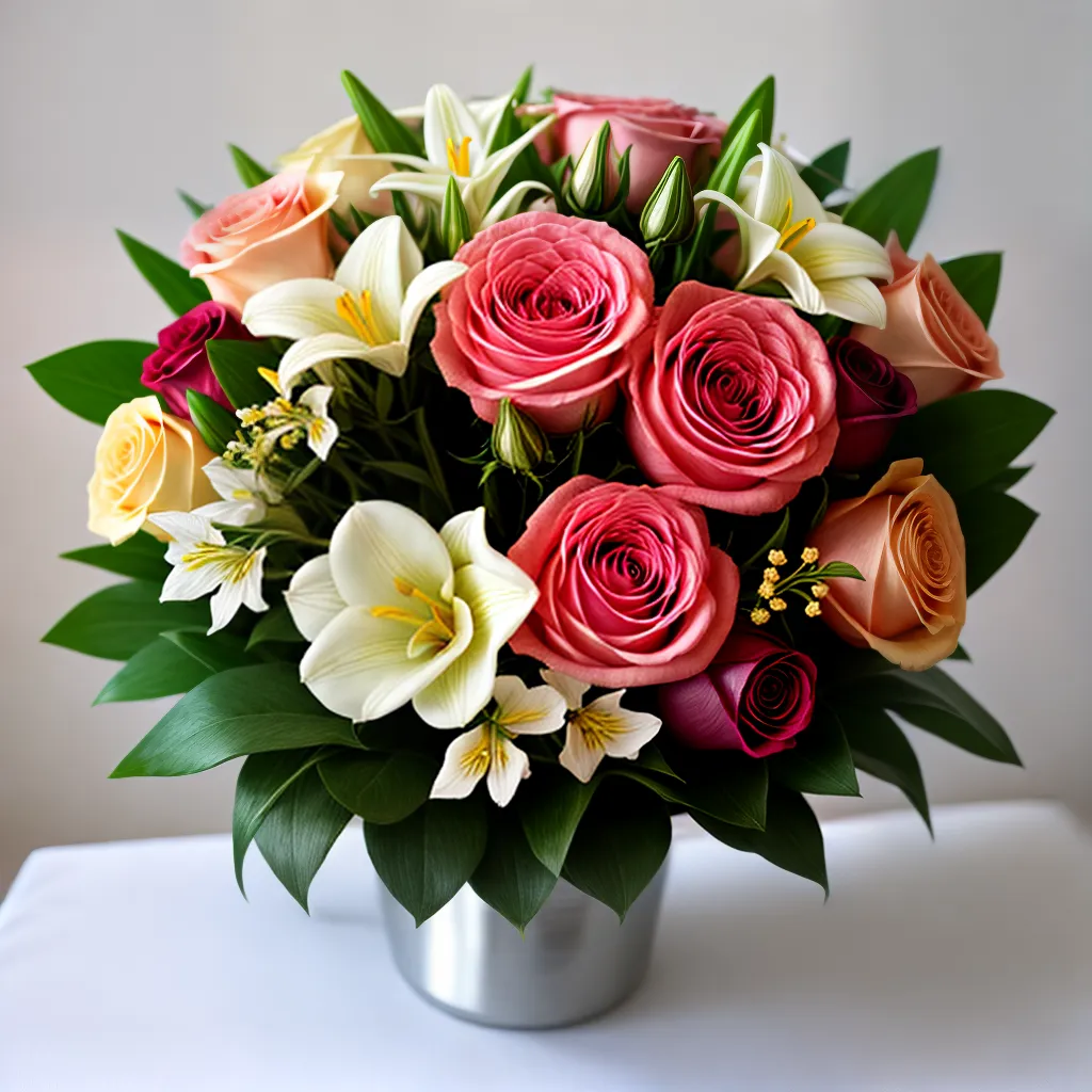 buque flores rosas lirios orquideas 1