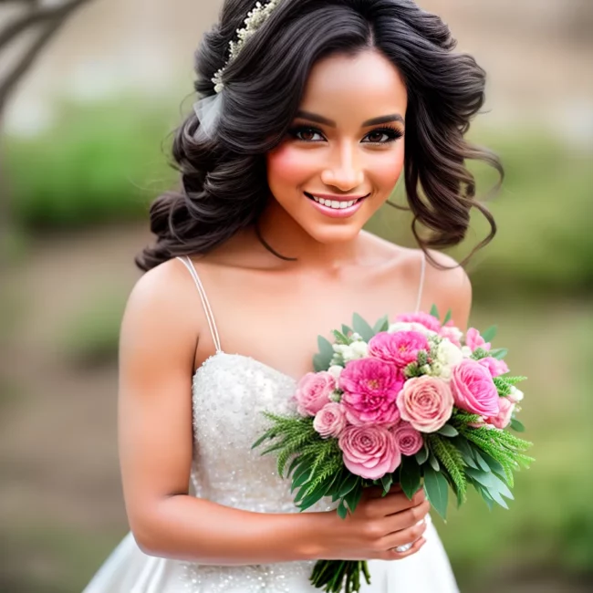noiva sorriso radiante cabelo flores