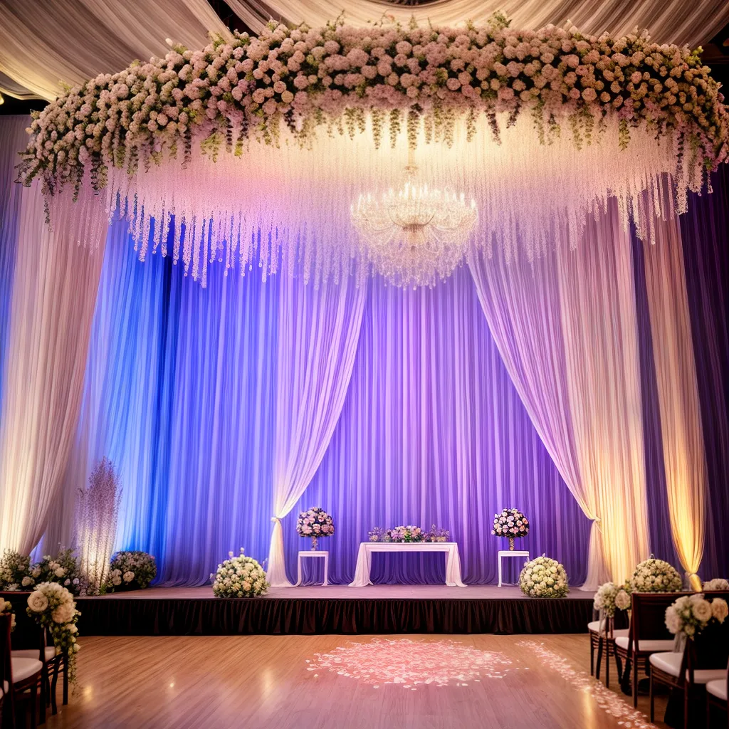 casamento teto flores cascata luzes