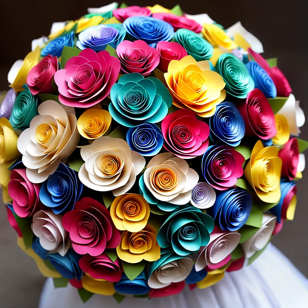 buque flores papel casamento