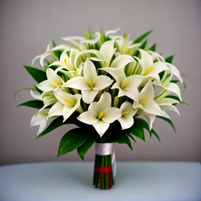 buque casamento lirios baby breath