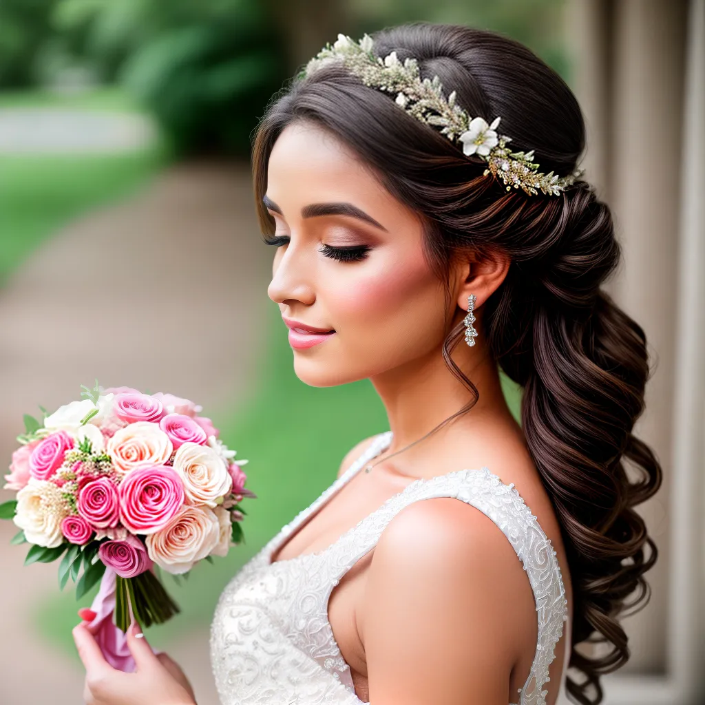 noiva penteado floral romantico