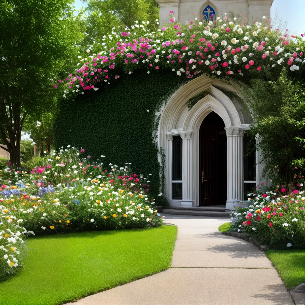 entrada igreja flores coloridas entrada igreja flores coloridas