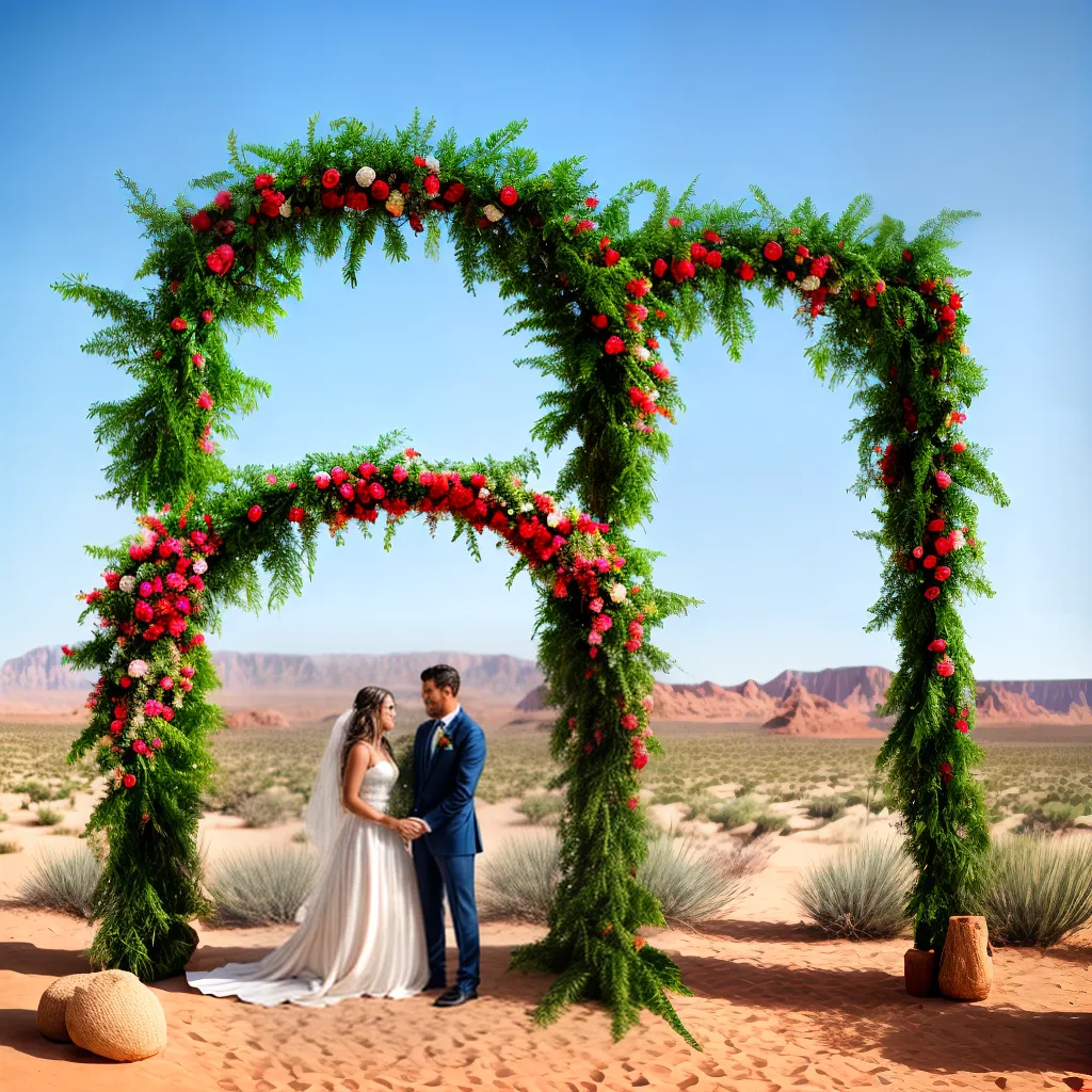 casamento deserto arco flores cactos