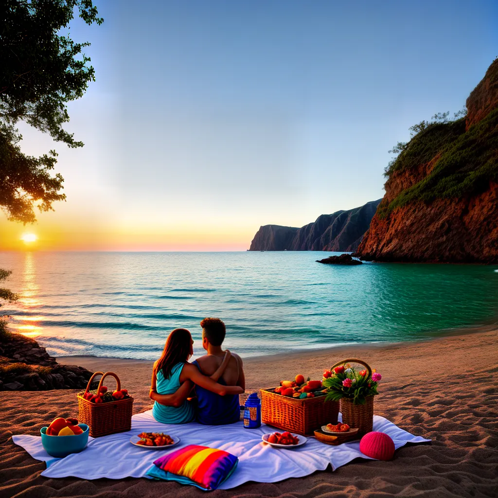 casal praia piquenique por do sol casal praia piquenique por do sol