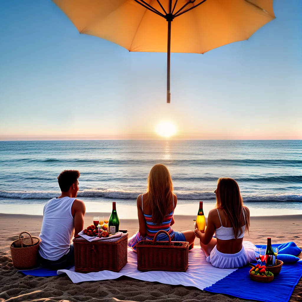 casal praia piquenique champagne por do sol casal praia piquenique champagne por do sol