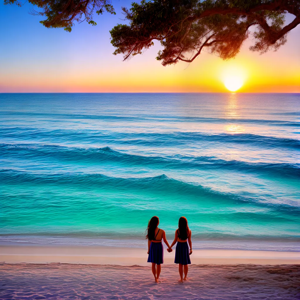 casal praia mar por do sol