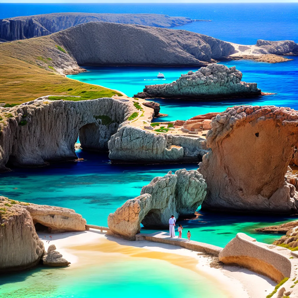 casal praia grecia aguas turquesa por do sol