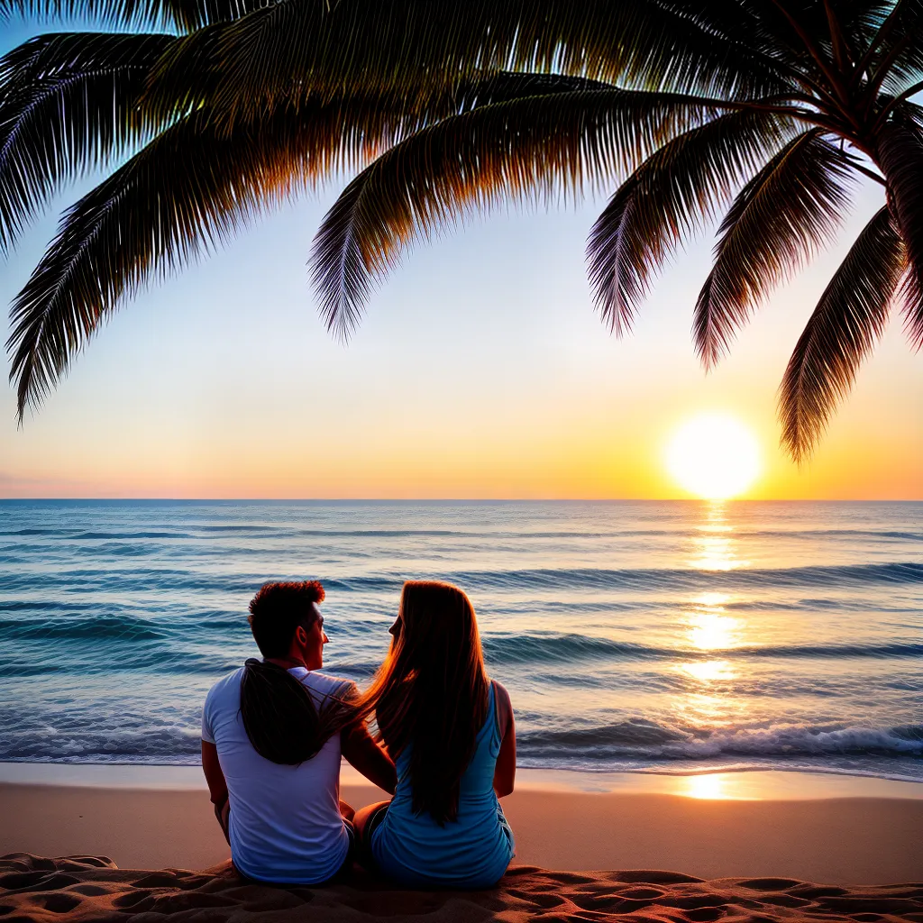 casal praia por do sol lua de mel 6