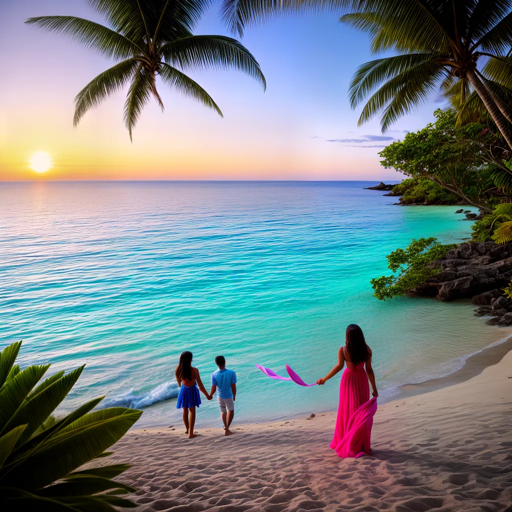 casal praia areia branca por do sol