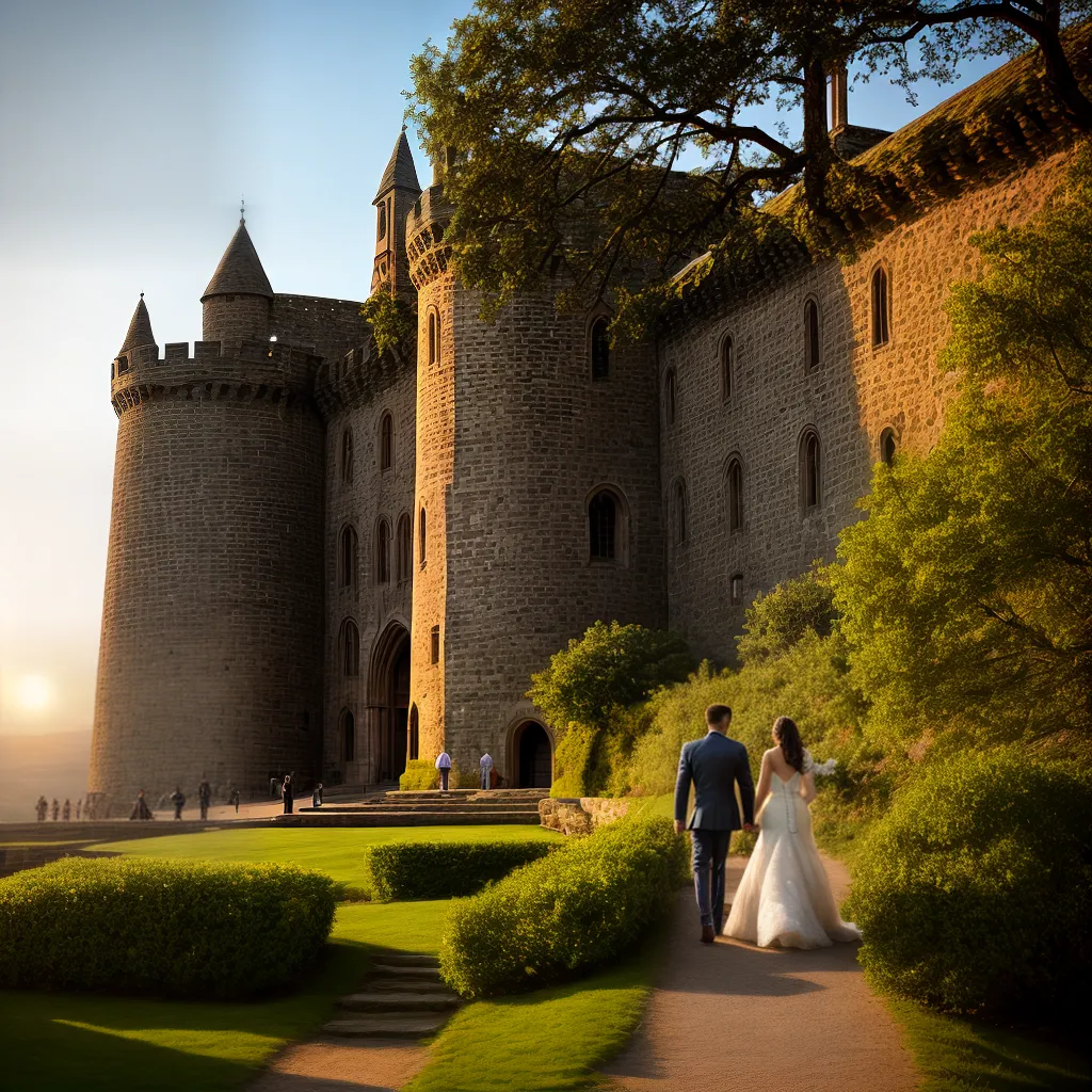 casal castelo por do sol aventura
