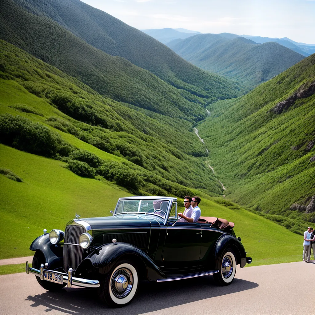 casal carro conversivel viagem romantica Casal viajando de carro por uma estrada em viagem romântica