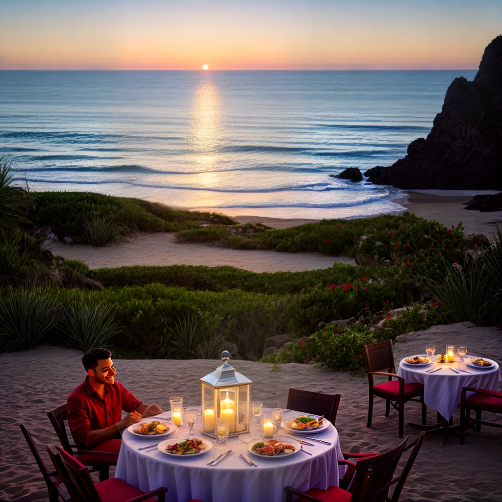 mesa romantica praia por do sol 2