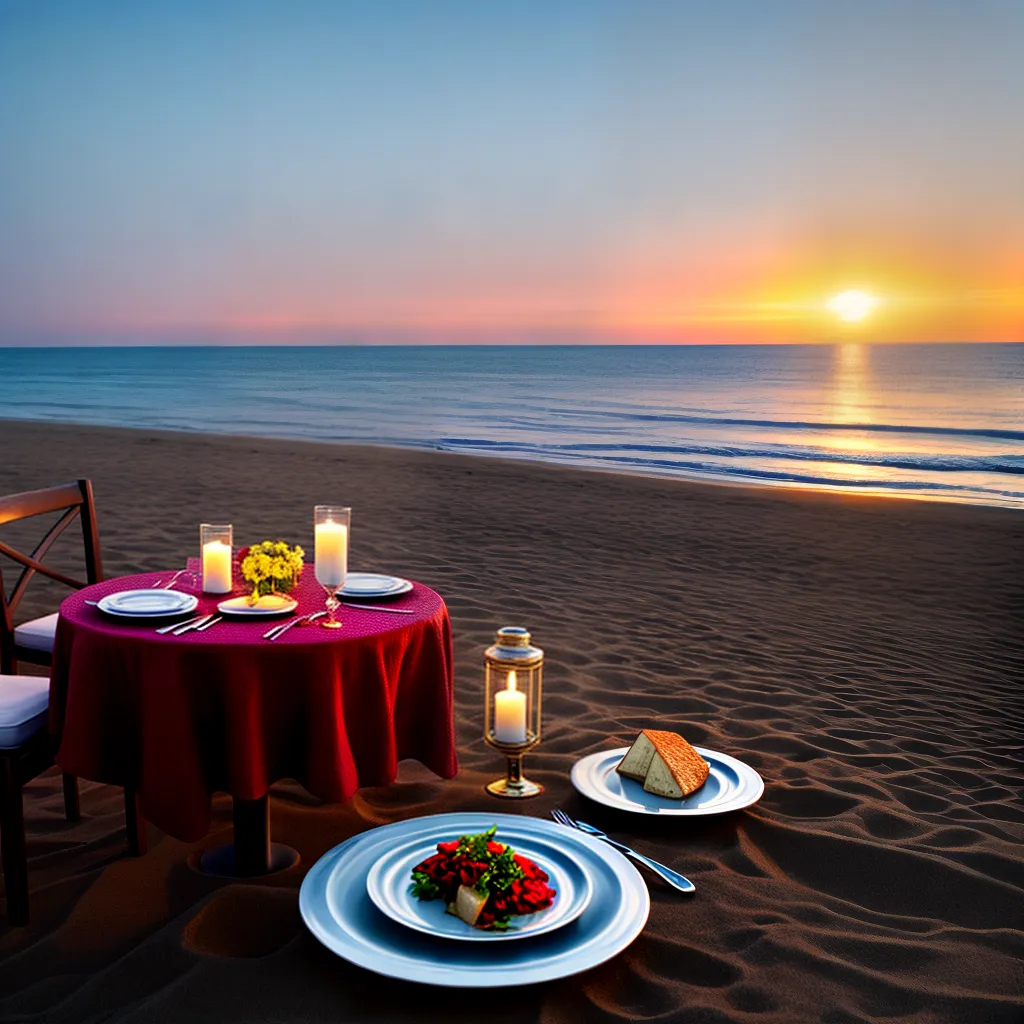 mesa romantica praia por do sol 3