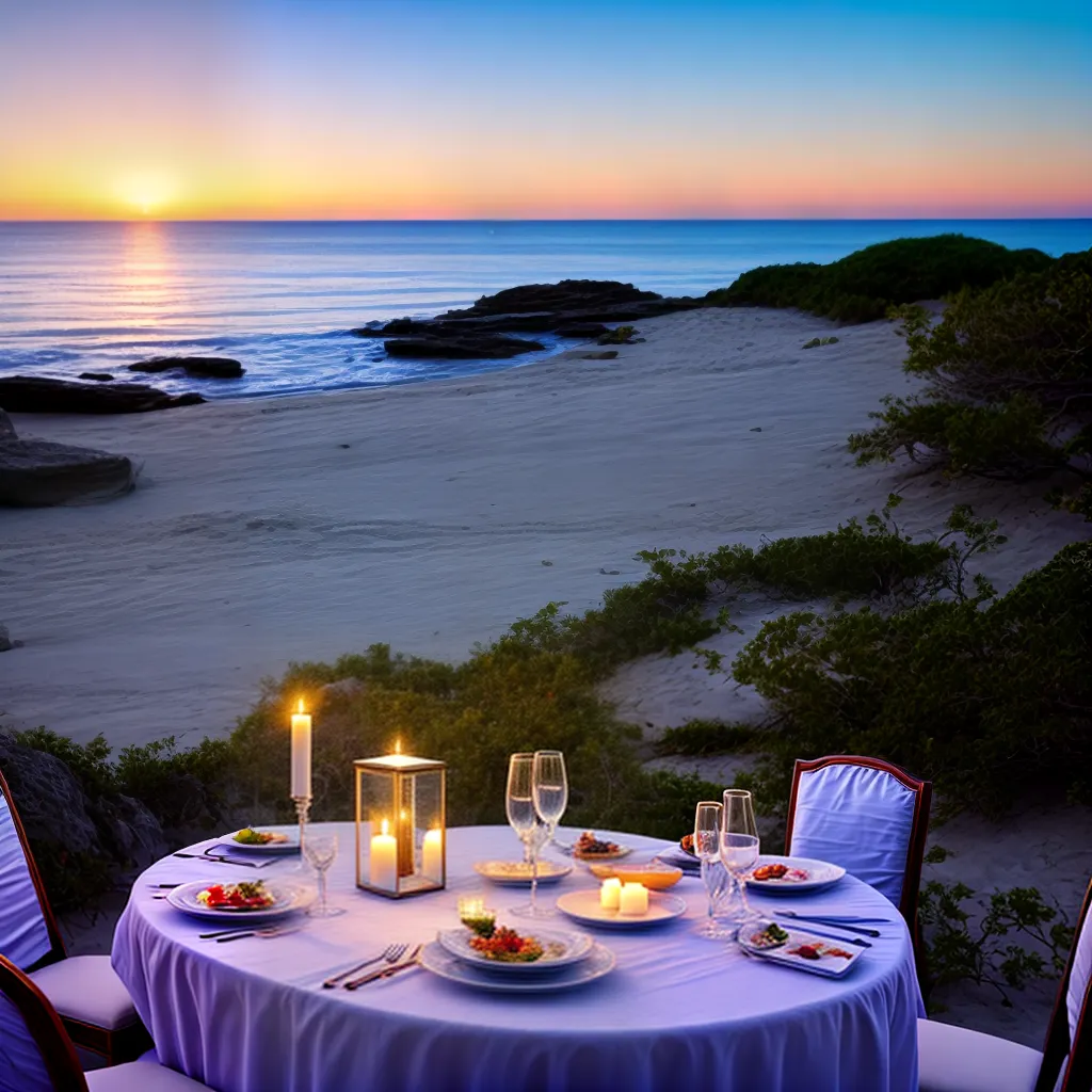 mesa romantica praia por do sol 4
