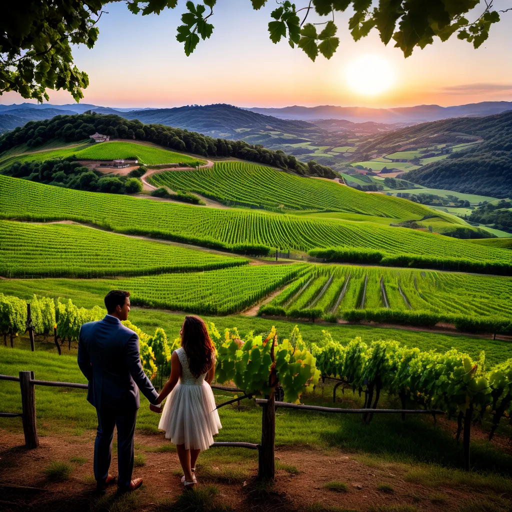 casal romantico vinicola paisagem por do sol