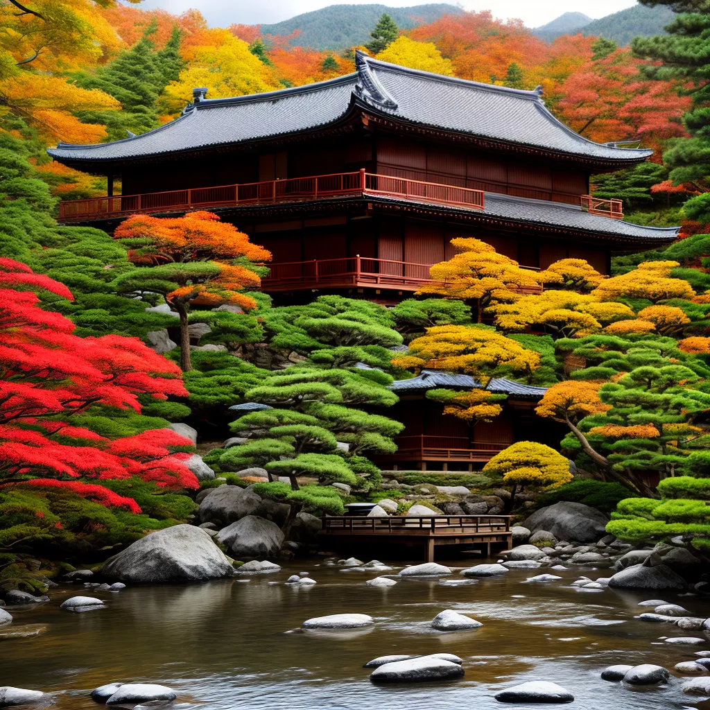 ryokan outono montanhas lago lua