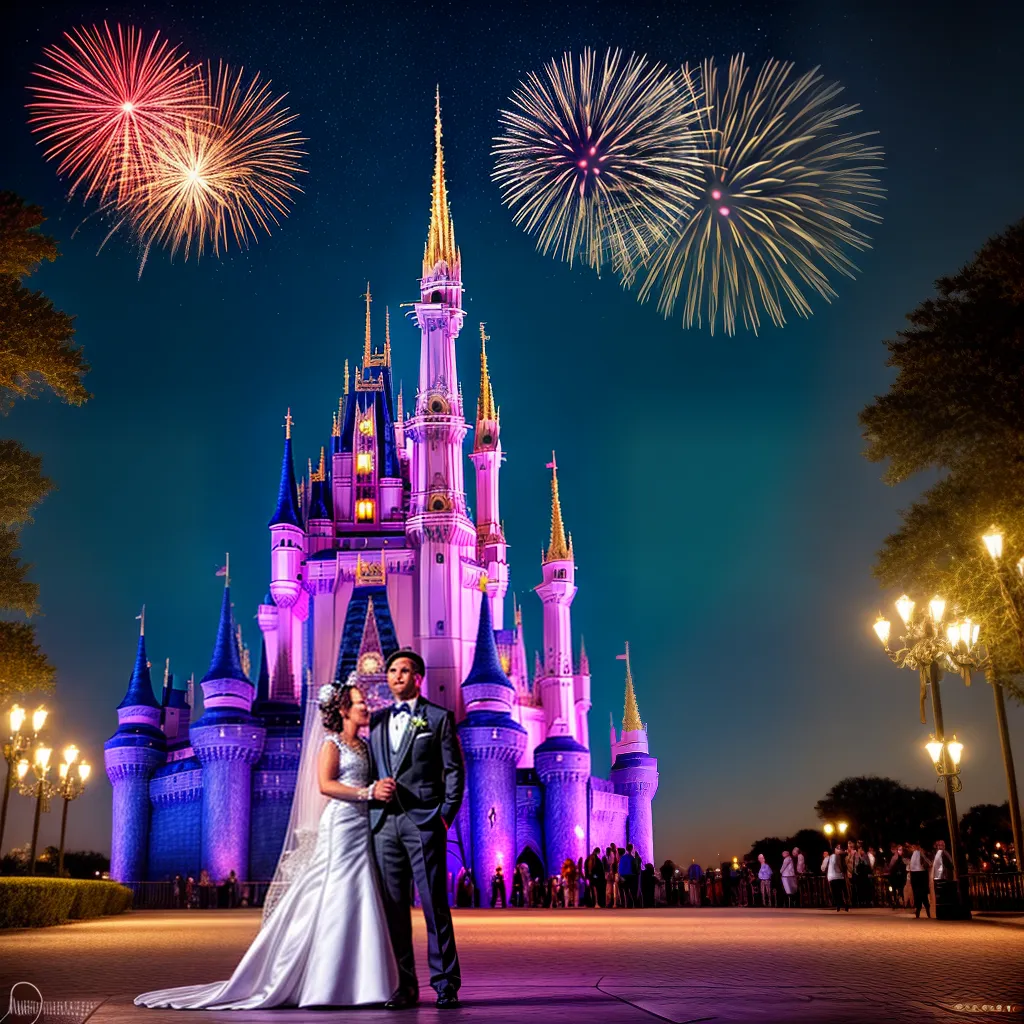 casal castelo cinderela fogos magia