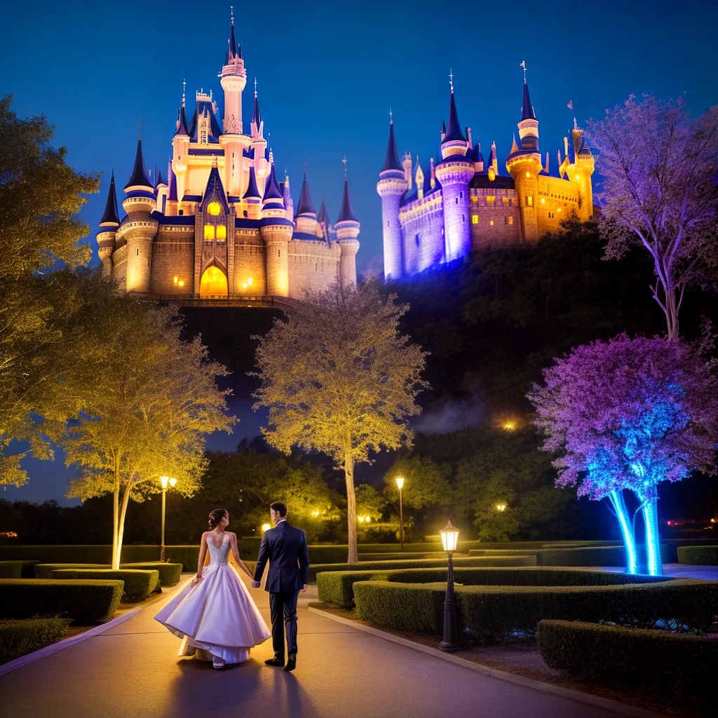 casamento casal castelo magico luzes