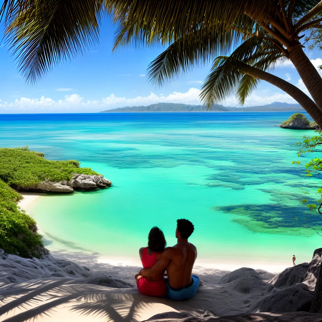 praia areia branca agua turquesa casal 2