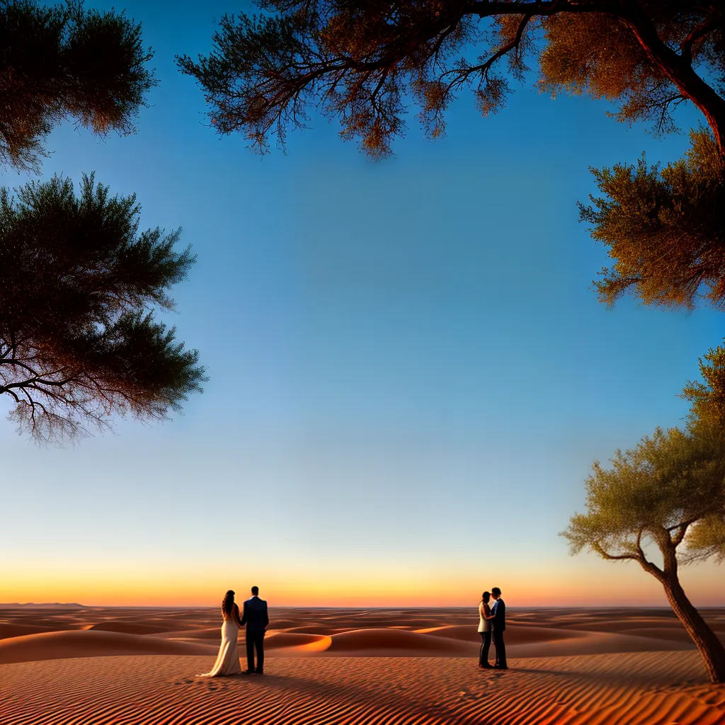 por do sol deserto casal romantico por do sol deserto casal romantico