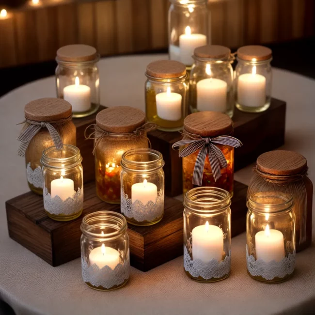 mesa decorada favores casamento jarros sabonetes caixas flores