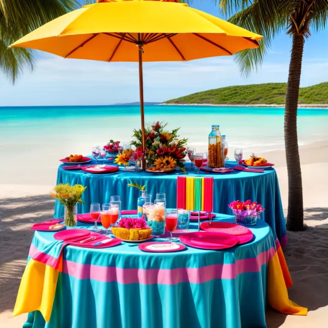 mesa favor casamento praia parasol