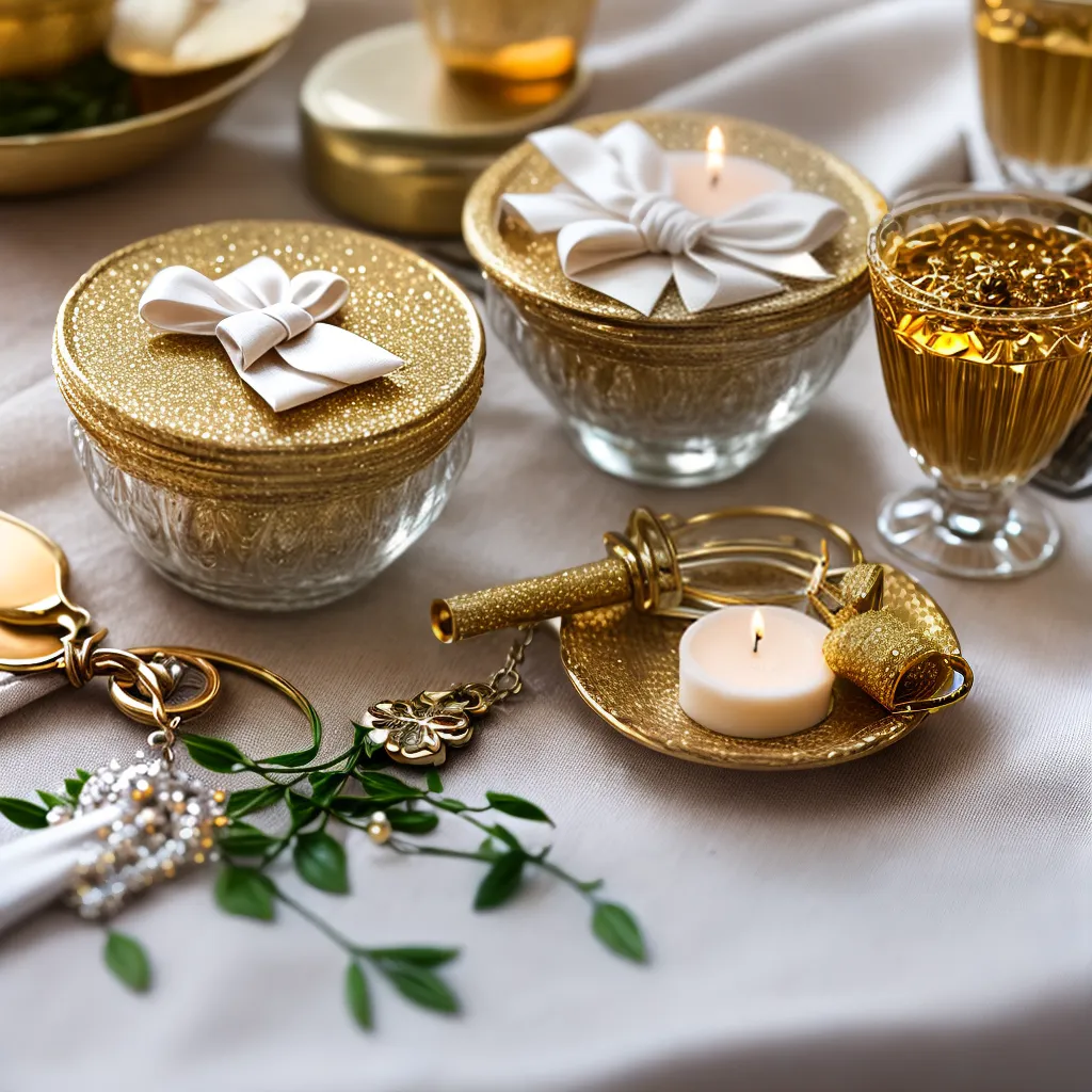 mesa casamento favores champanhe velas chaveiros