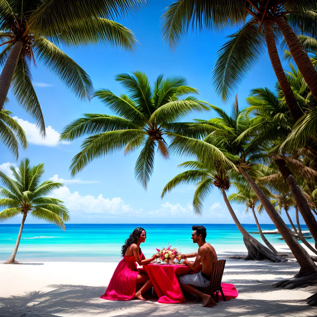 casal praia tropical romantico jantar