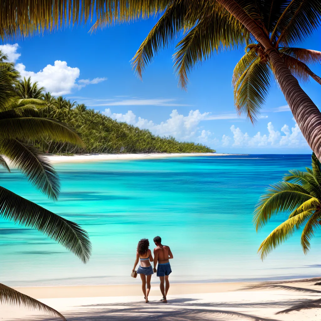 casal praia agua cristalina palmeiras