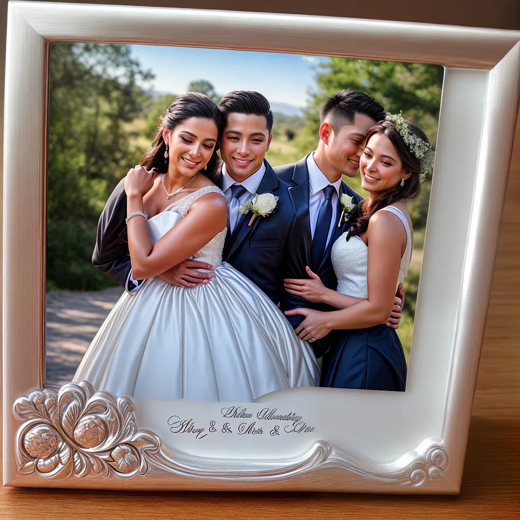 quadro foto prata gravado casamento