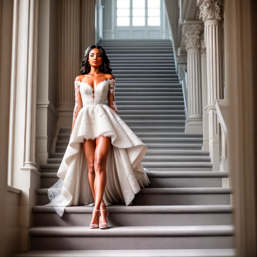noiva escada vestido casamento elegante